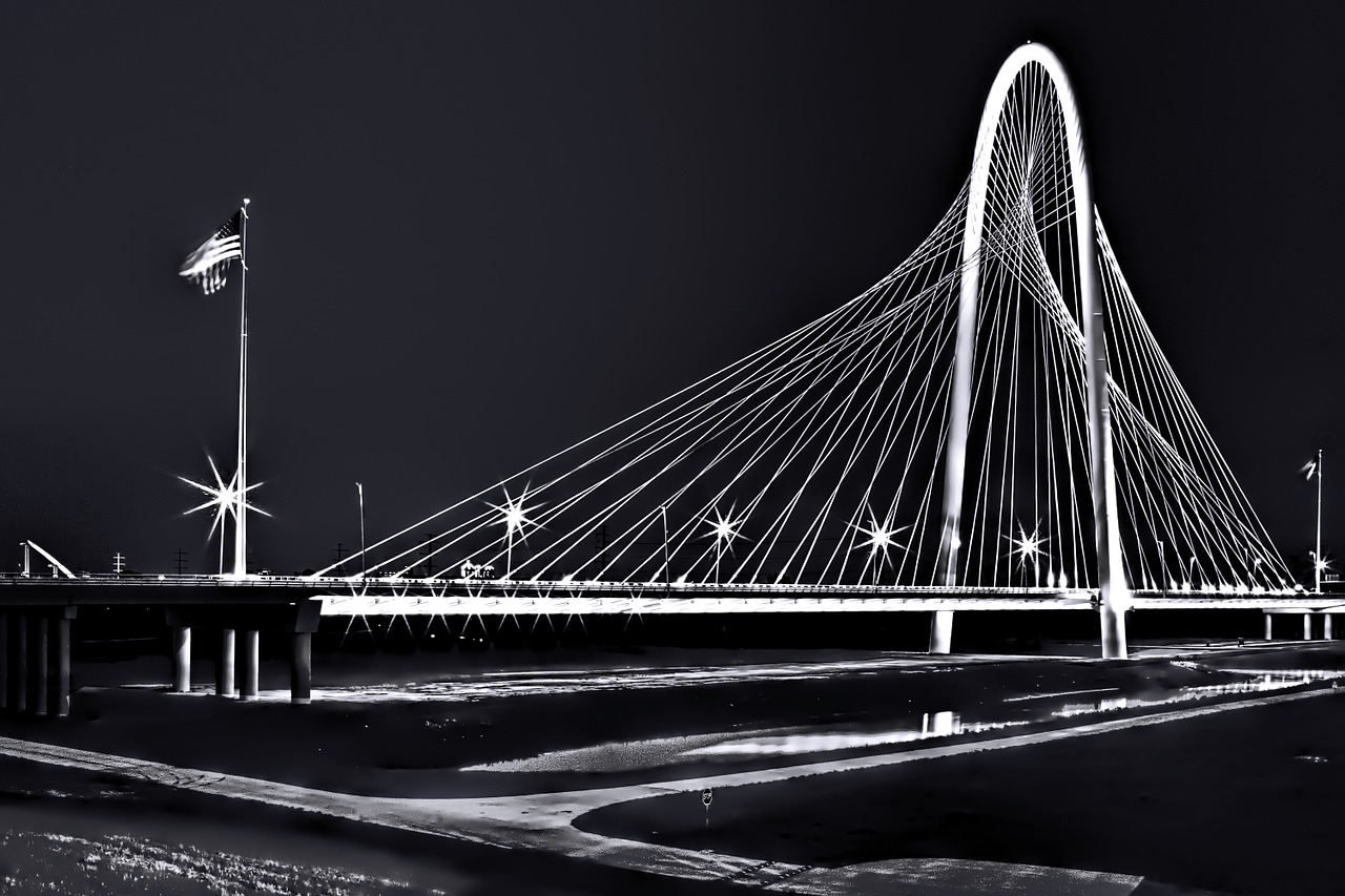 Tiltas, Dallas, Santiago Calatrava Juoda Ir Balta, Nemokamos Nuotraukos,  Nemokama Licenzija