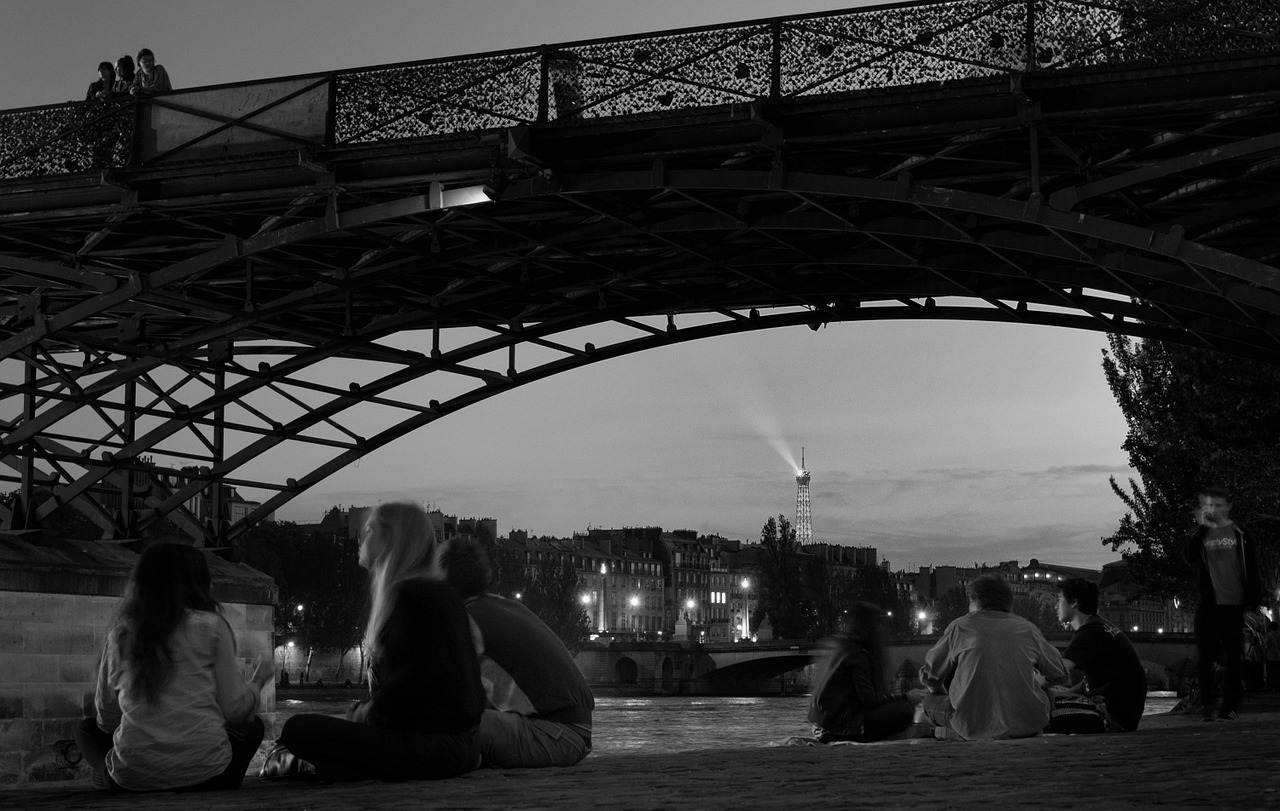Tiltas, Vakaras, Paris, Dešiniajame Krante, Pont Des Arts, Žmonės, Bendravimasis, Atsipalaiduoti, Architektūra, Dusk