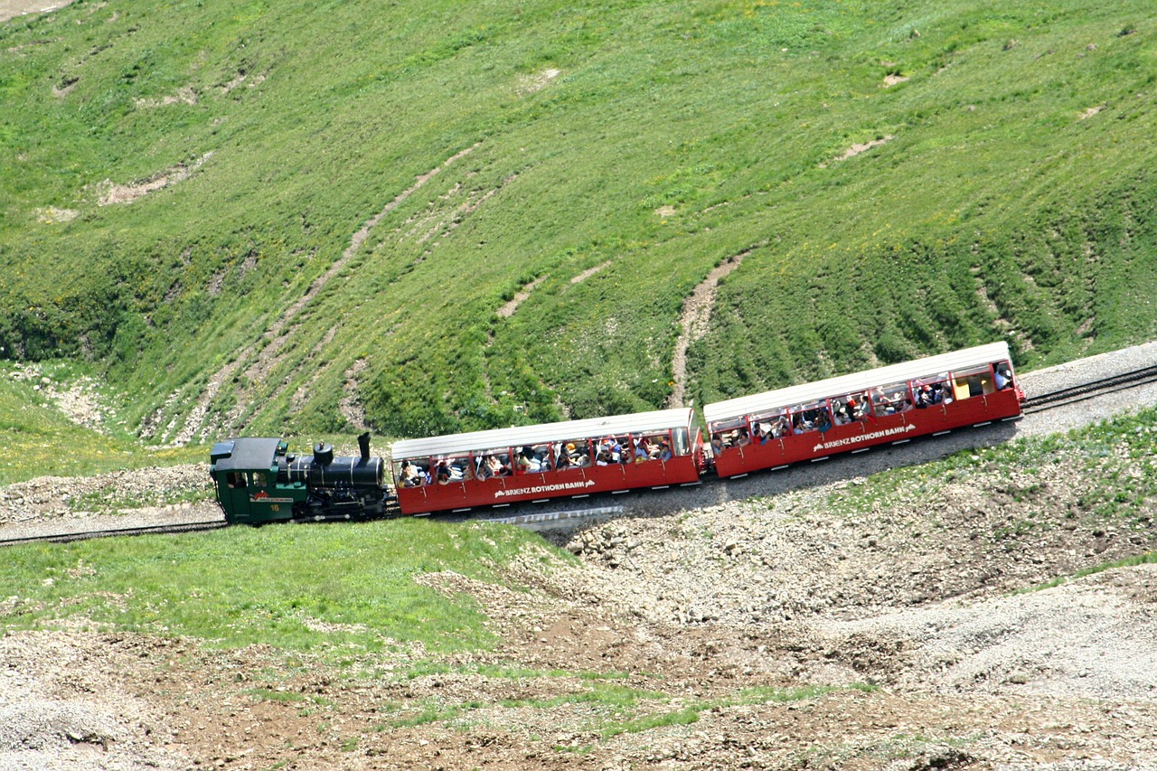 Brienz Rothornbahn, Raudonasis Ragas, Garo Lokomotyvas, Traukinys, Geležinkelis, Transportas, Šveicarija, Kalnai, Alpių, Kraštovaizdis