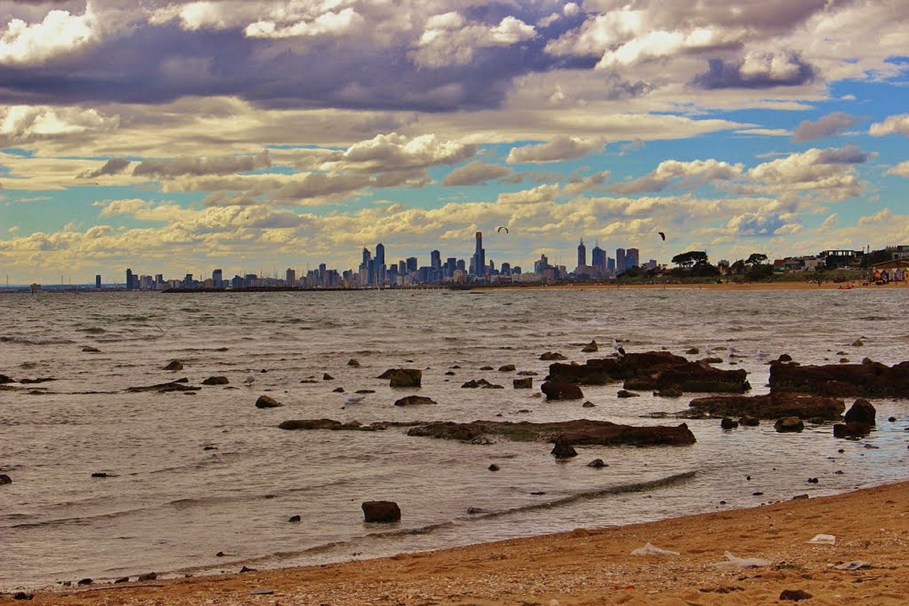 Ryškus Paplūdimys, Australia, Pajūryje, Jūra, Kraštovaizdis, Miesto Panorama, Gamta, Architektūra, Kelionė, Vandenynas