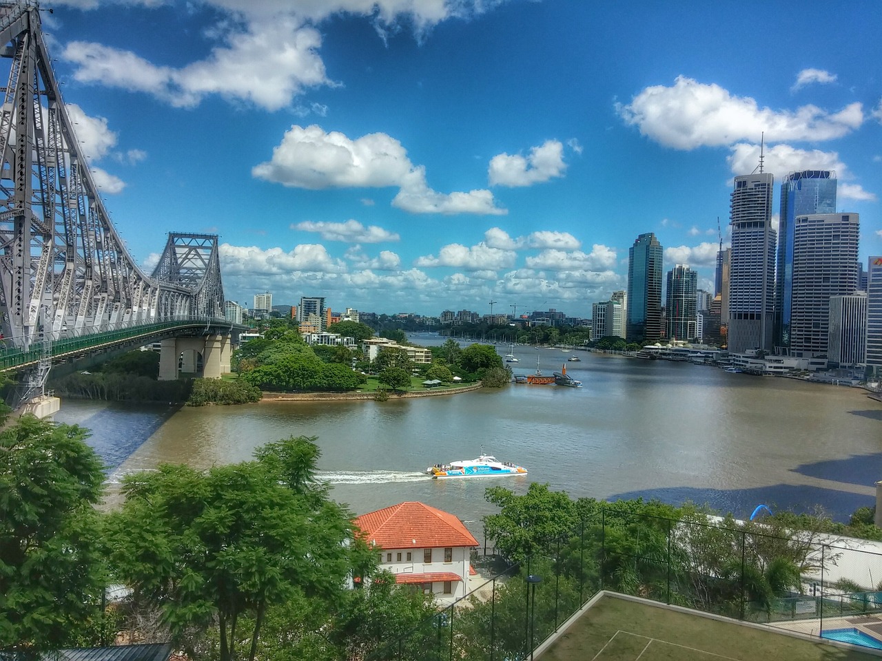 Brisbane, Queensland, Australia, Upė, Panorama, Miestas, Aukštas Tiltas, Nemokamos Nuotraukos,  Nemokama Licenzija