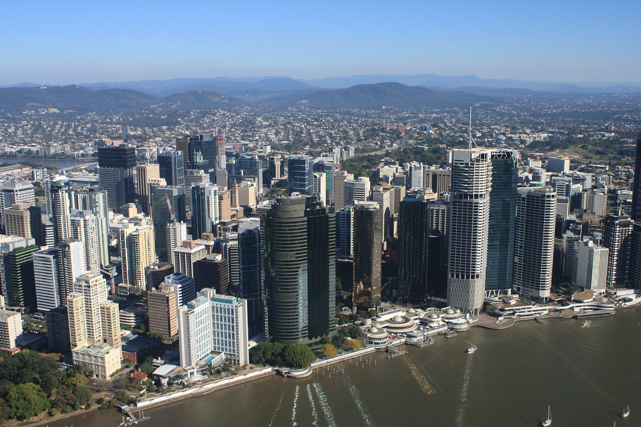 Brisbane, Queensland, Australia, Miestas, Upės Pakrantė, Dangoraižis, Antena, Vaizdas, Atspindys, Nemokamos Nuotraukos