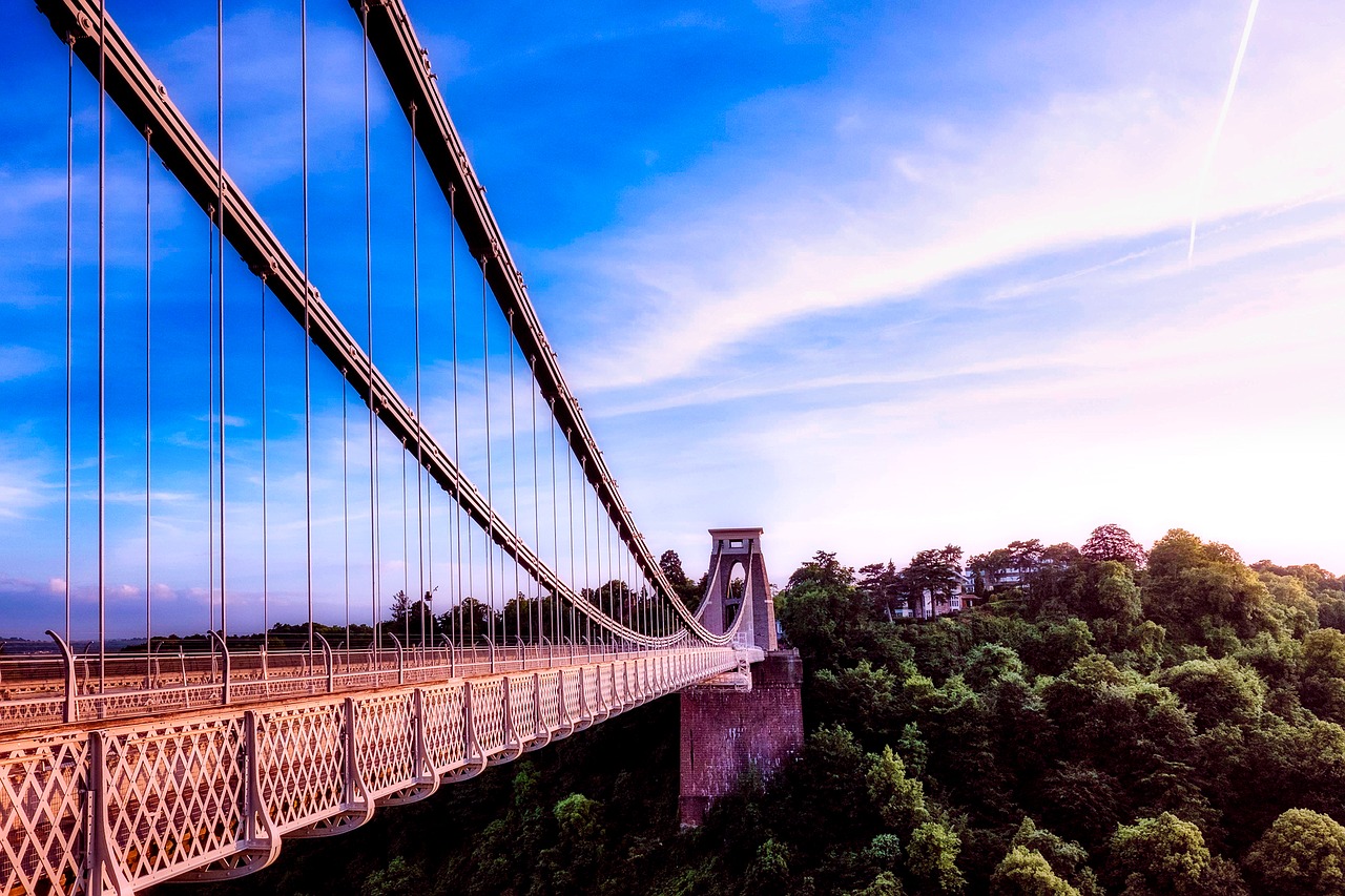 Bristolis, Anglija, Tiltas, Architektūra, Orientyras, Istorinis, Dangus, Debesys, Hdr, Miškas