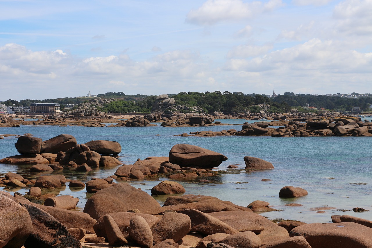 Brittany, Jūra, Mėlynas, Finistère, Pusė, France, Rankena, Švyturys, Granitas, Debesis