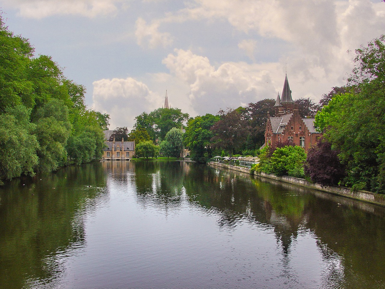Bruges, Belgija, Plūdė, Atspindys, Dangus, Brugge, Romantiškas, Upė, Kanalas, Flanders