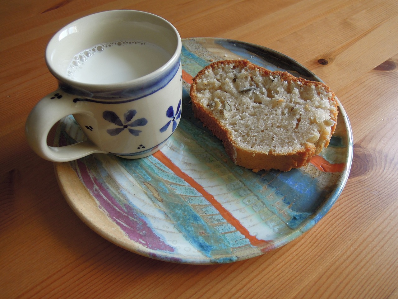 Brunch, Pusryčiai, Taurė, Pienas, Lėkštė, Plokštė, Patsy, Bandelė, Mediena, Stalas