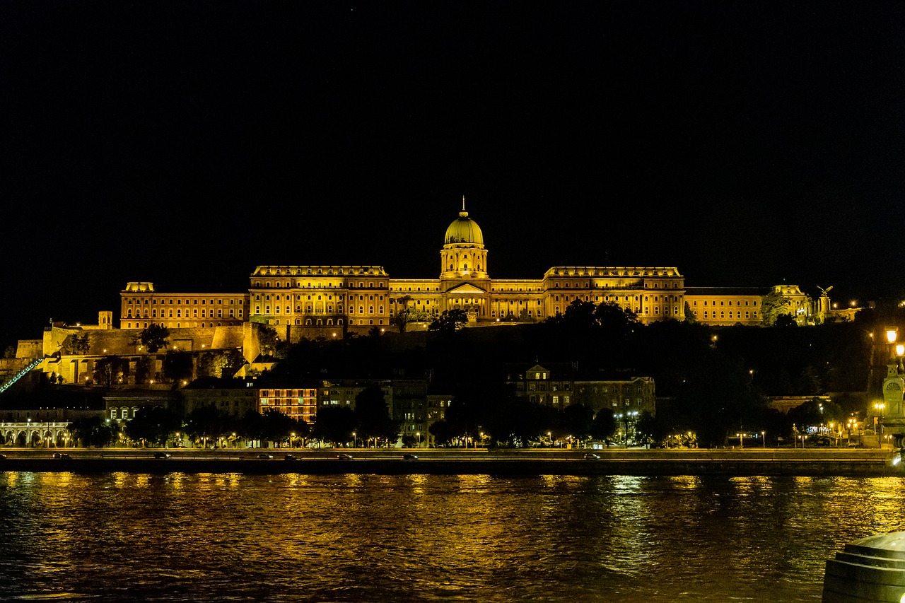 Buda,  Pilis,  Buda Castle,  Naktį,  Budapeštas,  Vengrija,  Dunojaus,  Architektūra,  Miestovaizdis,  Statyba