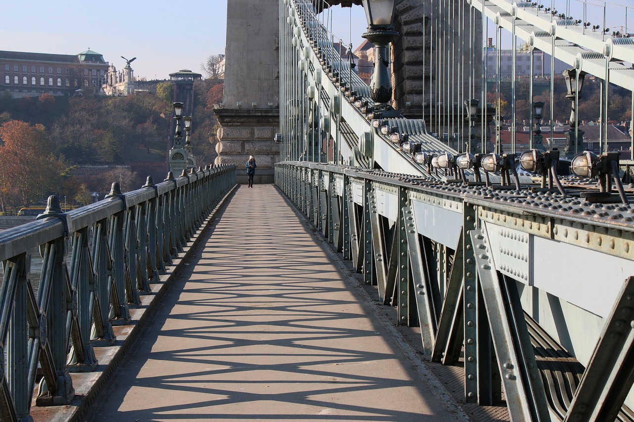 Budapest, Grandinės Tiltas, Dienos Smūgis, Šešėliai, Nemokamos Nuotraukos,  Nemokama Licenzija