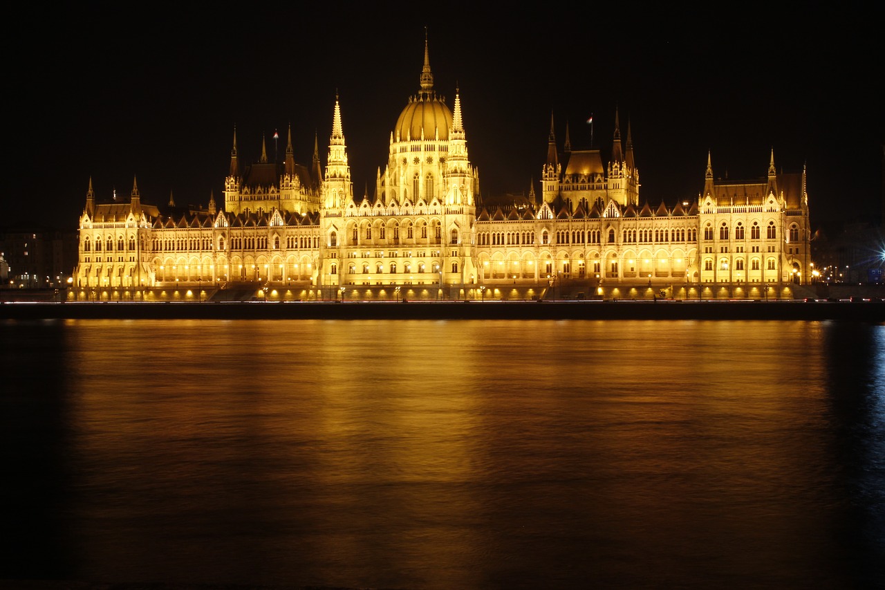 Budapeštas,  Parlamento Rūmai,  Upė Dunojus,  Naktis, Nemokamos Nuotraukos,  Nemokama Licenzija