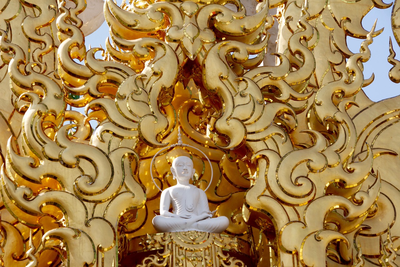 Buddha, Wat Rong Khun, Šventykla, Tailandas, Balta Šventykla, Chiang Rai, Budizmas, Drakonai, Balta, Koplyčia