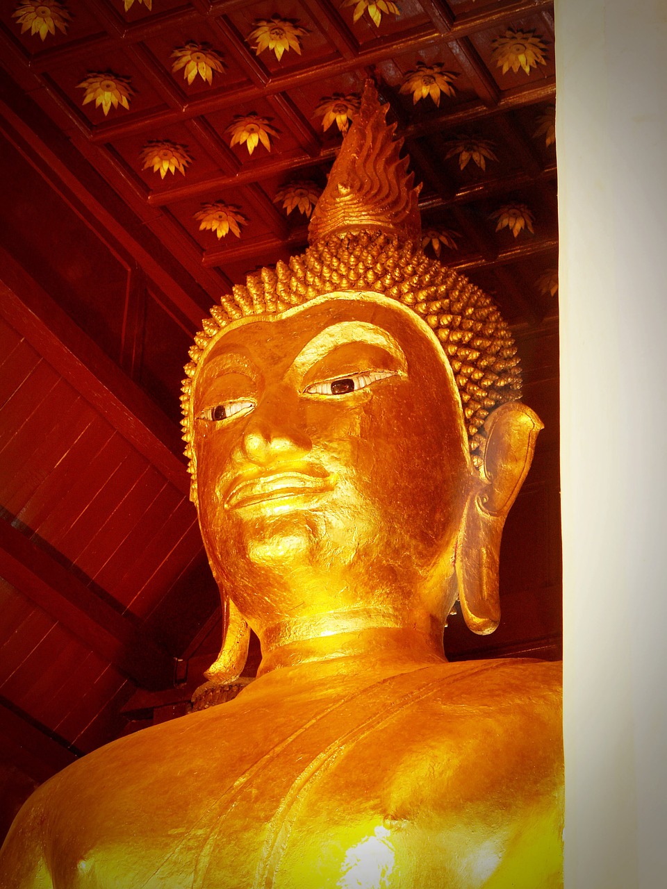 Buda, Buddha, Tailandas, Tibetas, Auksas, Auksinis, Iš Arti, Nuotykis, Skulptūra, Balta