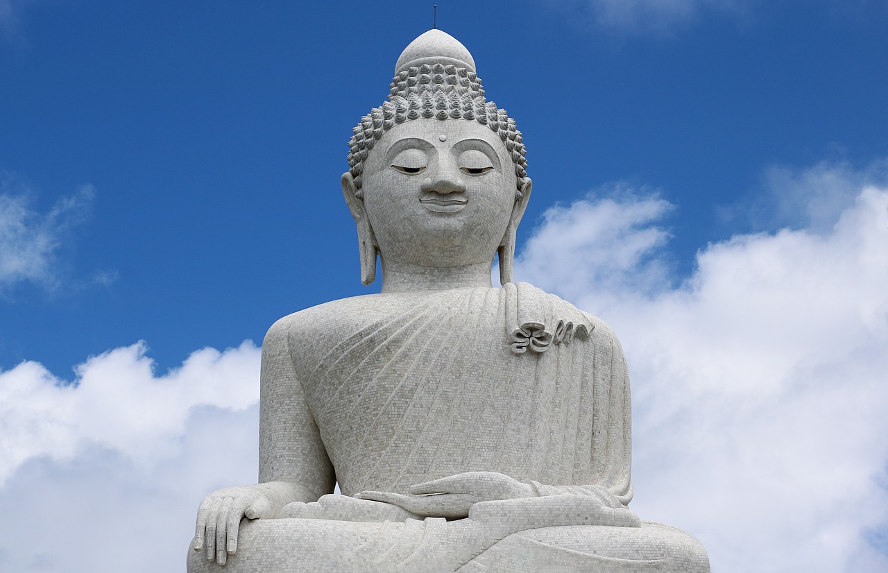 Buda, Phuket, Didžioji Budo Buda, Didžioji Buda, Budos Statula, Statula, Orientyras, Tailandas, Budizmas, Debesys