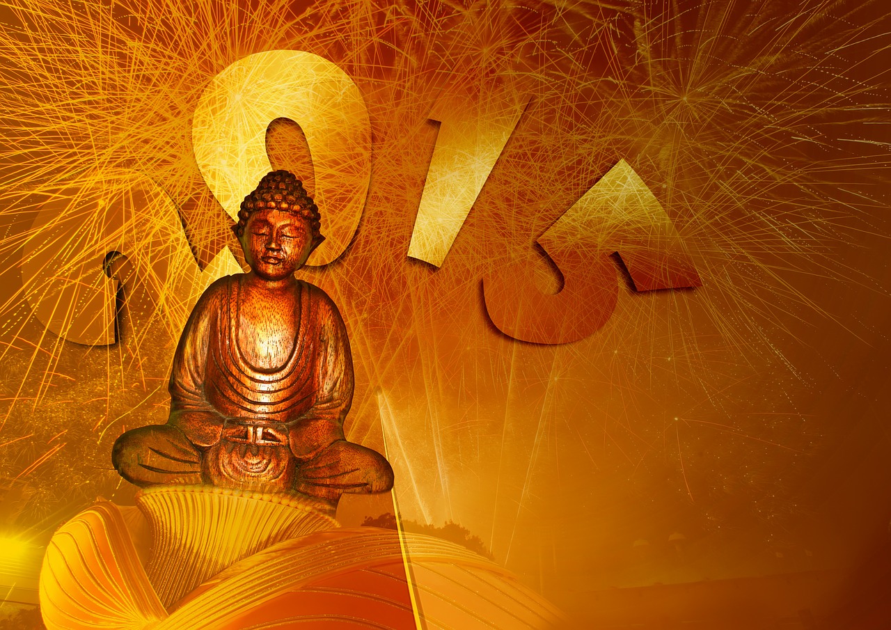 Buda, Budizmas, Fejerverkai, Naujųjų Metų Vakaras, Naujųjų Metų Diena, 2015 M., Statula, Religija, Asija, Dvasinis