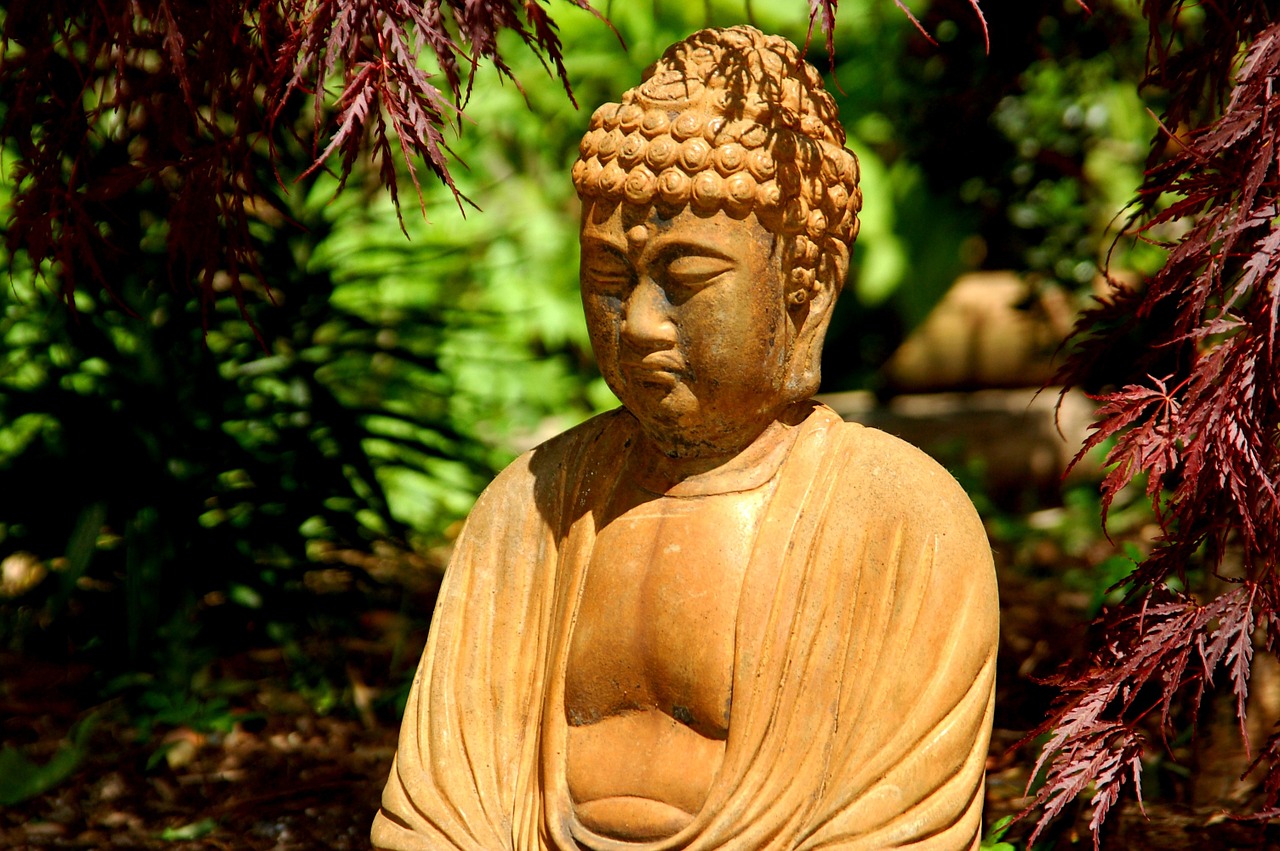 Buda, Sodas, Japonų Klevas, Skulptūra, Meditacija, Zen, Budizmas, Statula, Budistinis, Zen Sodas