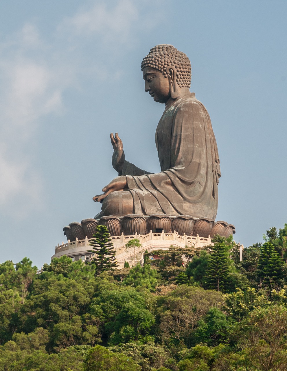 Milžinė Buda, Tian Tan, Išmintis, Ramybė, Lotosas, 34 Metrai Aukščio, 250 Tonų, Monumentalios Statulos, Amoghadiddhi, Bronza
