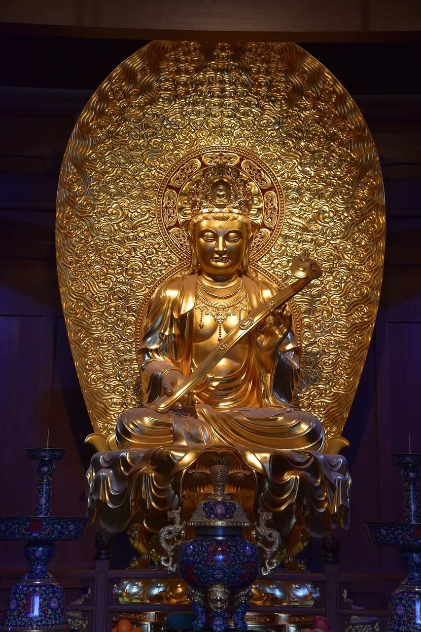 Budizmas,  Šventykla,  Kinija,  Šanchajus,  Religija,  Pagoda,  Šventovė,  Dvasingumas,  Golden,  Statula