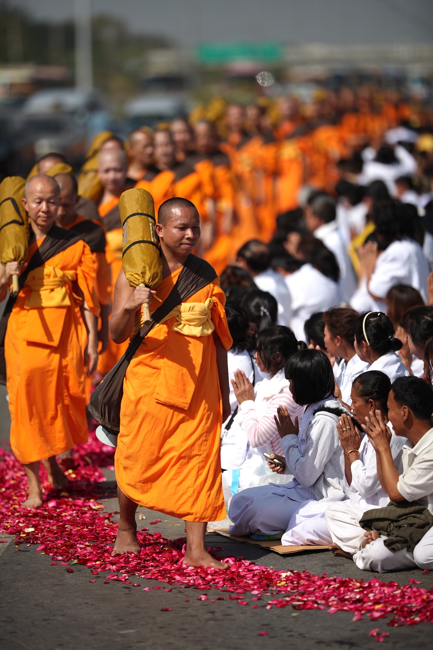 Budizmas, Vienuoliai, Drabužiai, Oranžinė, Budistams, Vaikščioti, Tajų, Budistinis, Wat, Phra Dhammakaya