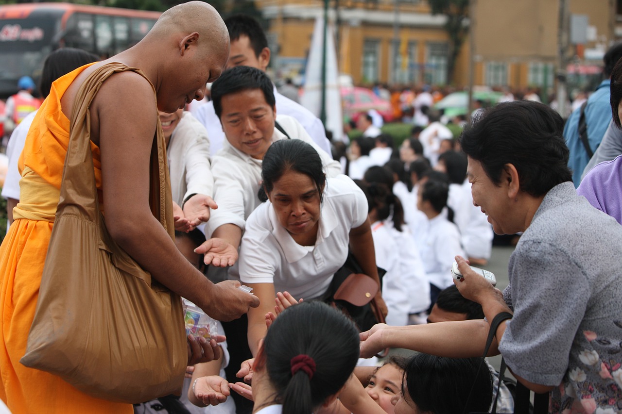 Budistams, Vienuoliai, Budizmas, Oranžinė, Drabužiai, Tajų, Donorystė, Wat, Phra Dhammakaya, Šventykla