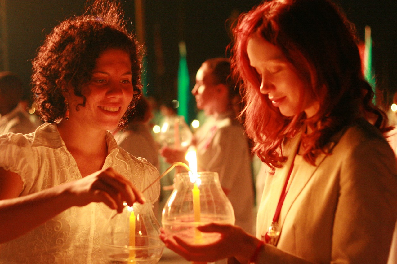 Budistams, Moterys, Žvakės, Ceremonija, Tradicija, Švesti, Tailandas, Wat, Phra Dhammakaya, Šventykla