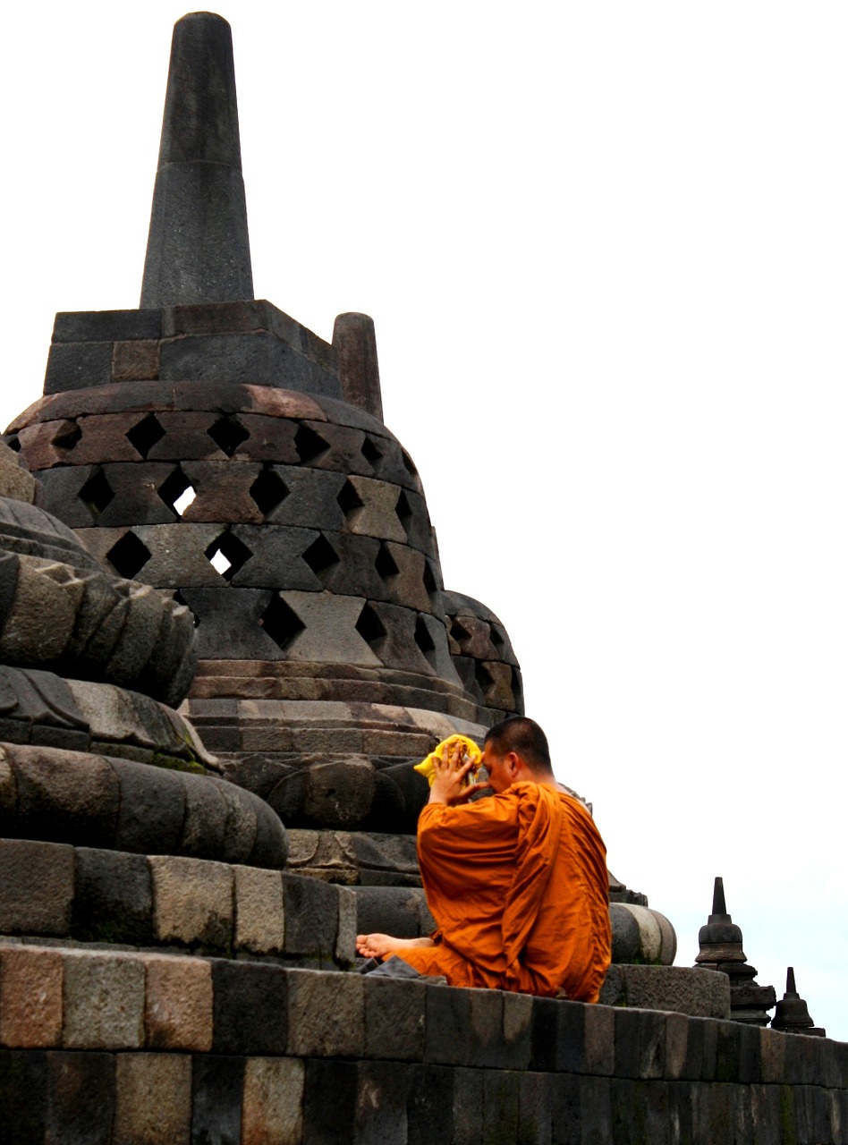 Budha, Sembayang, Biksu, Candi Borobudur, Magelang, Jawa Tengah, Java, Indonesian, Stupa, Šventykla
