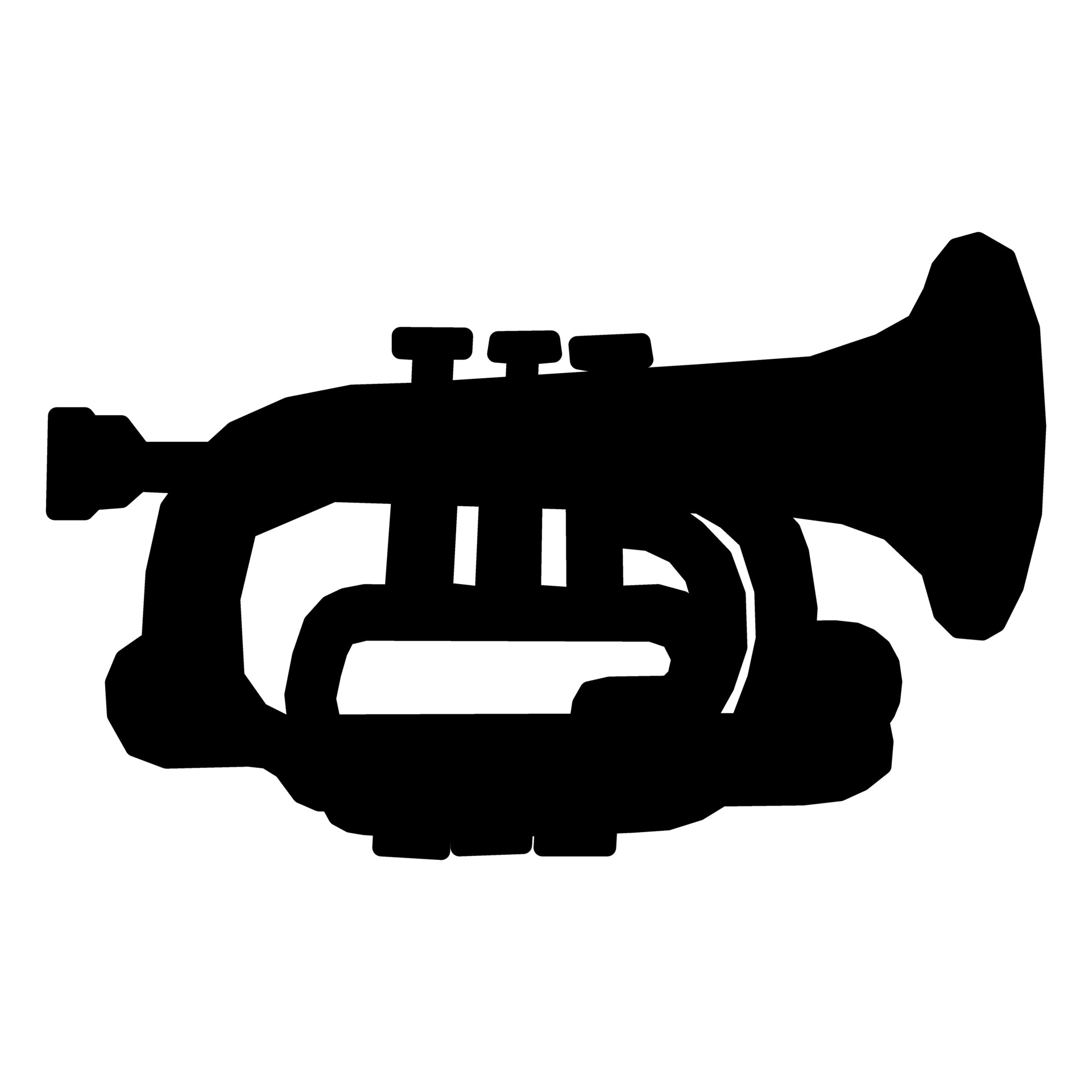 Bugle,  Juoda,  Siluetas,  Simbolis,  Piešimas,  Izoliuotas,  Balta,  Fonas,  Bugle Muzikos Instrumentas, Nemokamos Nuotraukos