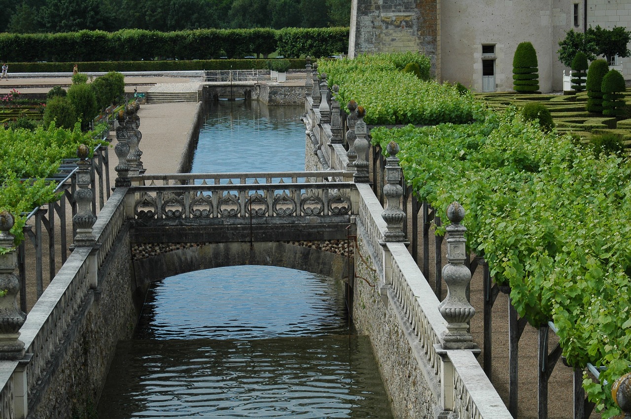 Château De Villandry, Pilies Sodas, Kanalas, Tiltas, France, Nemokamos Nuotraukos,  Nemokama Licenzija