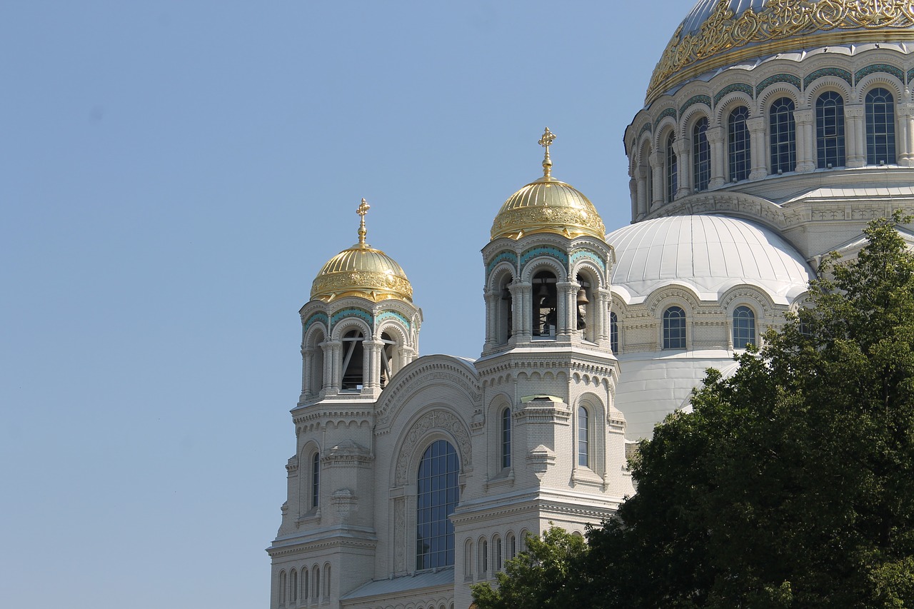 Pastatas, Jūrų Katedra, Katedra, Kronstadt, Kelionė, Sankt Peterburgo Rusija, Architektūra, Turizmas, Vasara, Rusija