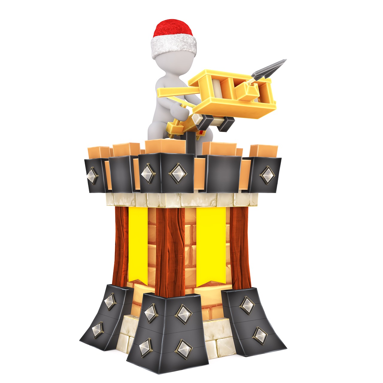 Statybiniai Blokai, Pilis, Žaislai, Baltas Vyriškas, 3D Modelis, 3D Santa Hat, Kalėdos, Santa Skrybėlė, 3D, Balta