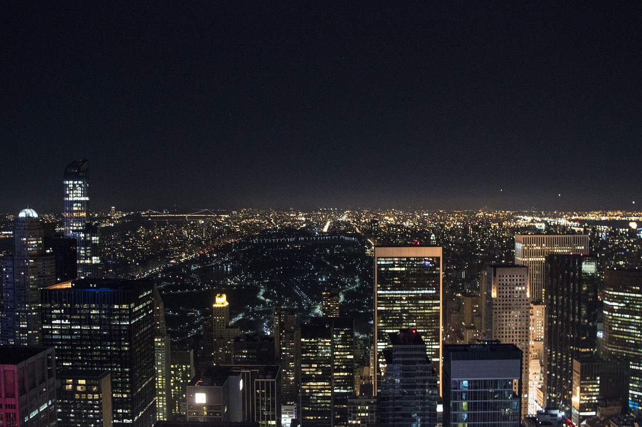 Pastatai, Naktis, Niujorkas, Miestas, Architektūra, Miesto, Miesto Panorama, Dangus, Tamsi, Šiuolaikiška