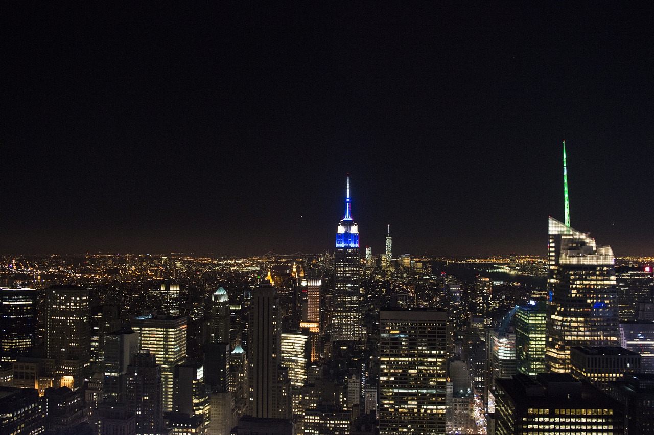 Pastatai, Naktis, Niujorkas, Miestas, Architektūra, Miesto, Miesto Panorama, Dangus, Tamsi, Šiuolaikiška
