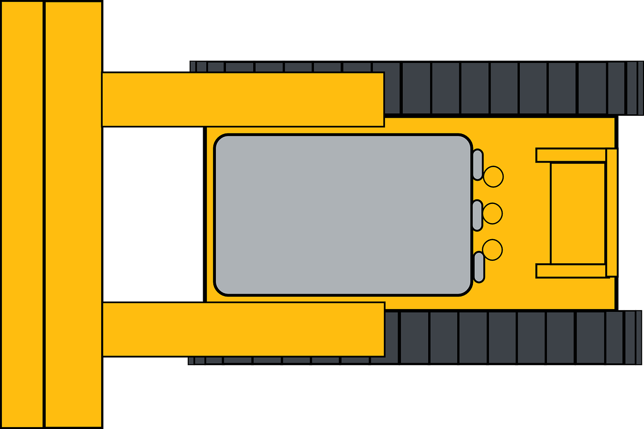 Buldozeris, Vikšras, Vaizdas Iš Viršaus, Geltona, Nemokama Vektorinė Grafika, Nemokamos Nuotraukos,  Nemokama Licenzija