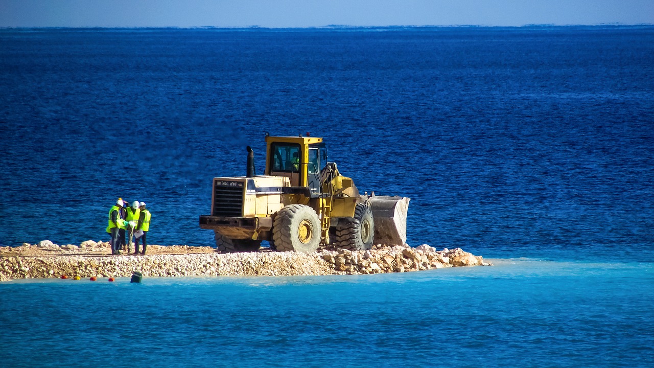 Buldozeris, Transporto Priemonė, Darbuotojai, Statyba, Marina, Ayia Napa, Kipras, Sunki Mašina, Įranga, Nemokamos Nuotraukos