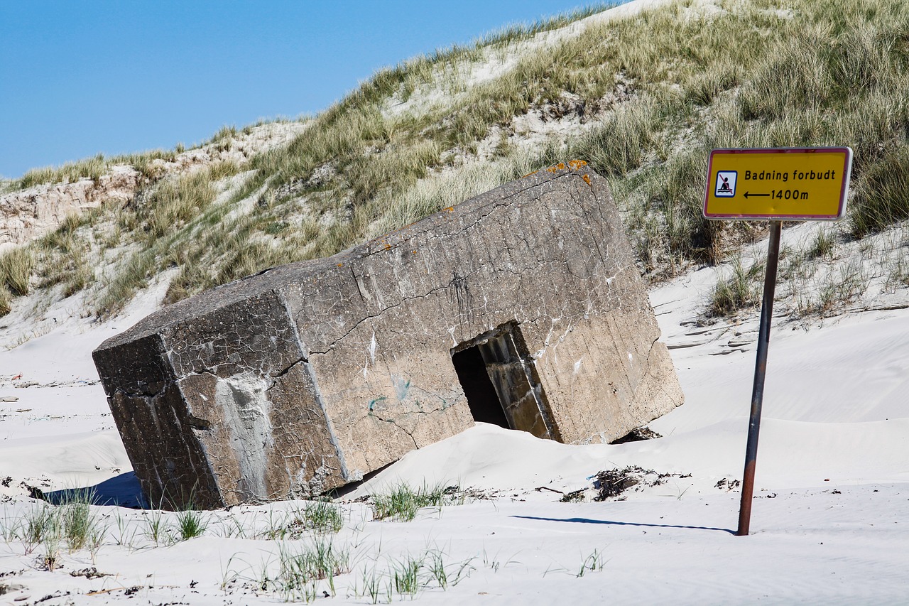 Bunkeris,  Danija,  Šiaurės Jūra,  Pakrantės,  Reliktas,  2,  Pasaulinis Karas,  Šlifuota,  Kopos,  Papludimys