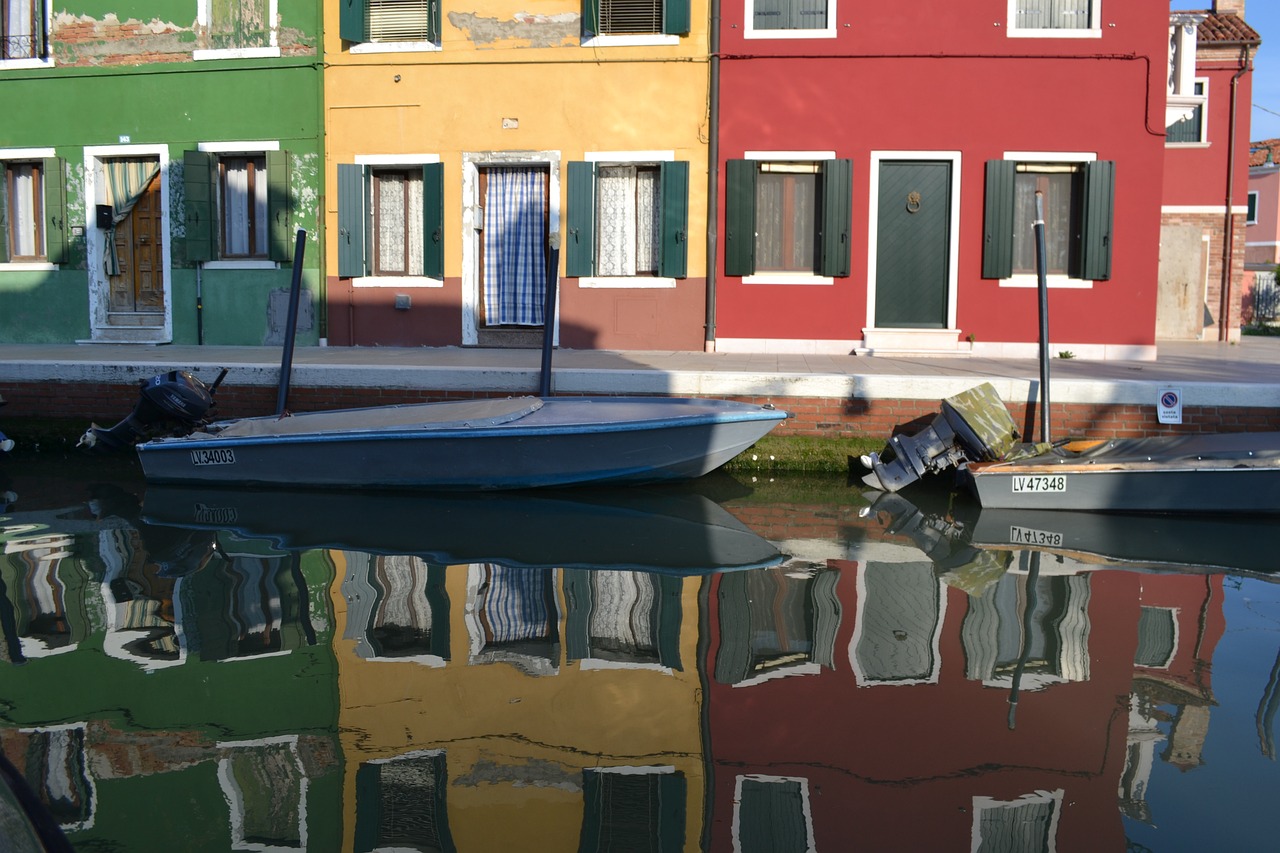 Burano, Kanalas, Valtys, Paminklas, Venecija, Italy, Architektūra, Haven, Namai, Seni Namai