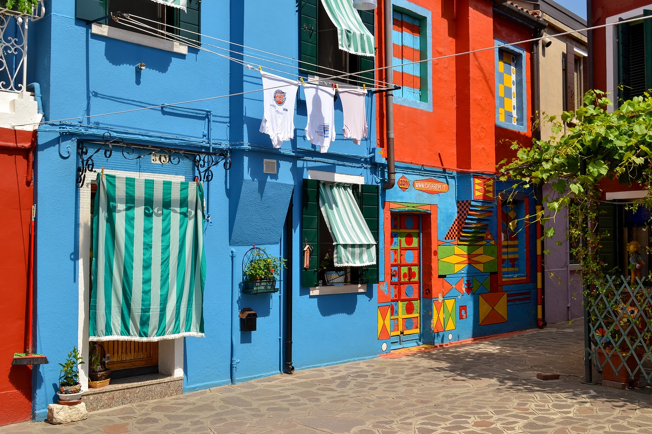 Burano, Spalvos, Spalvinga, Italy, Kelionė, Pastatas, Architektūra, Sala, Namas, Venecija