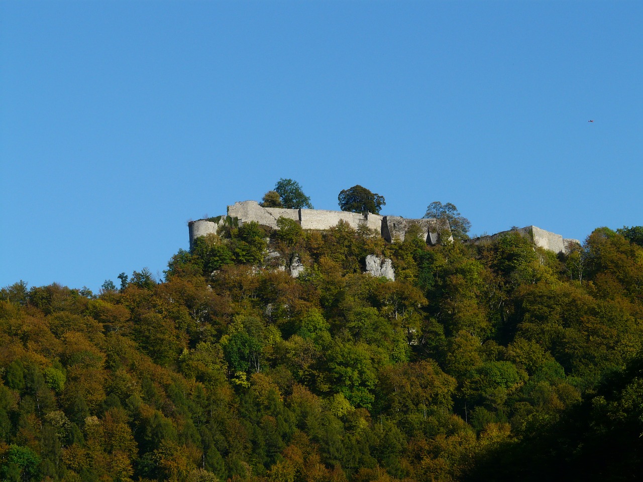 Burg Hohenurach, Hohenurach, Sugadinti, Burgūrijos, Kalnas, Pilis, Aukštas Urachas, Urach, Miškas, Vasaros Pabaigoje