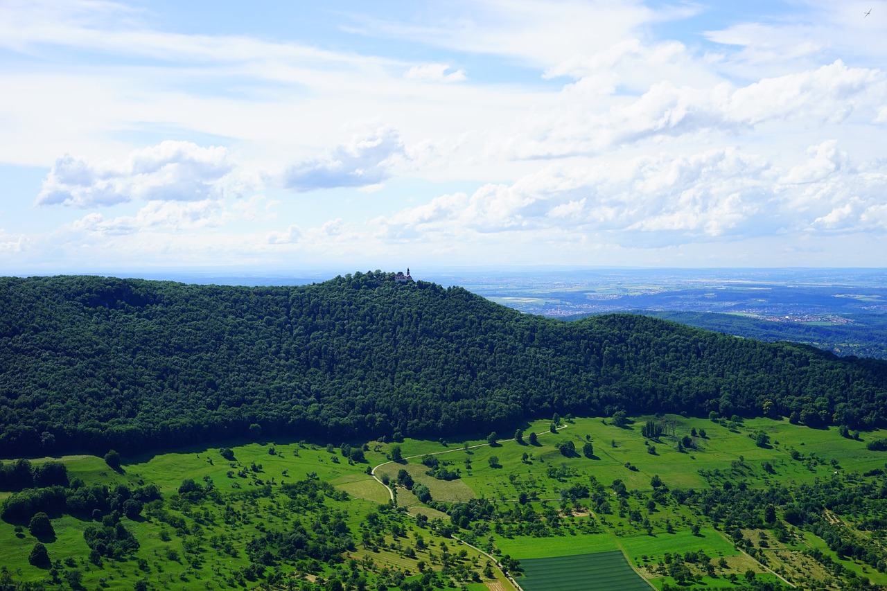 Burg Teck, Teck, Burgruine Teck, Swabian Alb, Vaizdas, Požiūris, Breitenstein, Laukai, Pranešta, Miškas