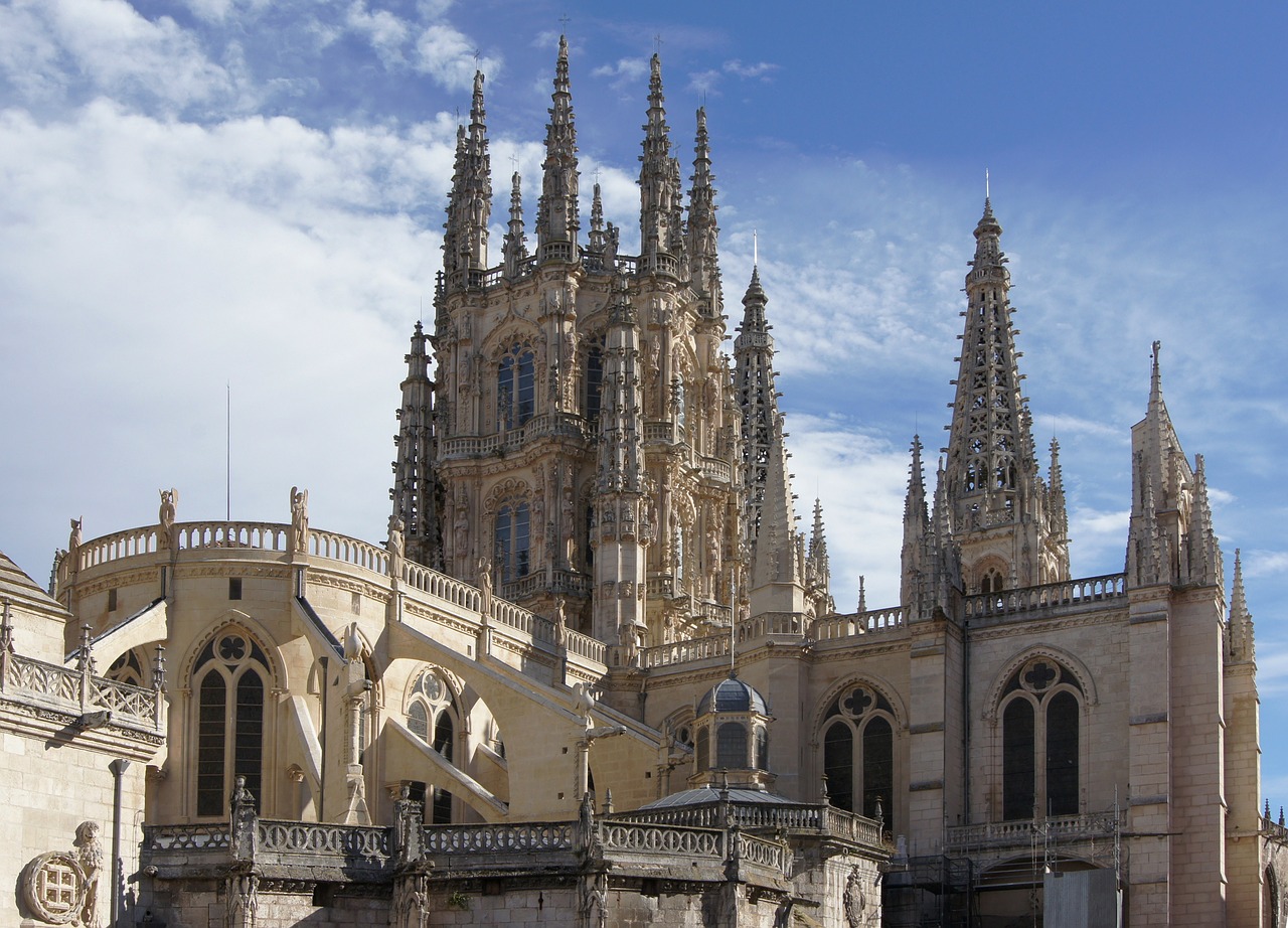 Burgos, Ispanija, Dangus, Debesys, Pastatas, Struktūra, Katedra, Bažnyčia, Istorinis, Orientyras