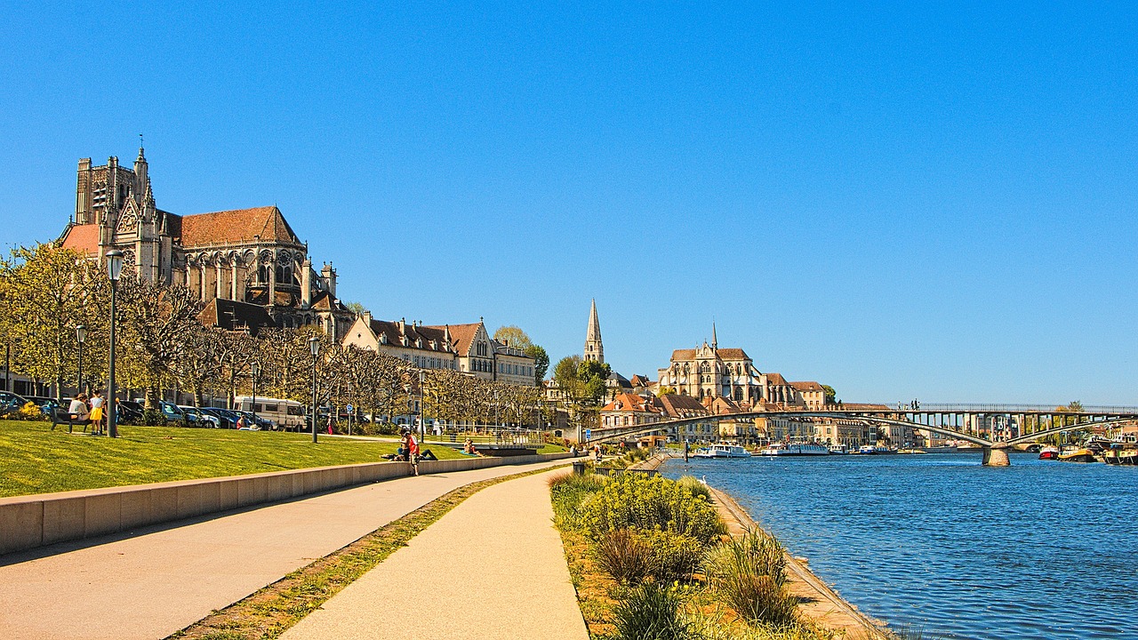 Burgundija, Auxerre, Panorama, Miestas, Promenada, Yonne, Panoraminiai Vaizdai, Paminklai, Miesto, Nemokamos Nuotraukos