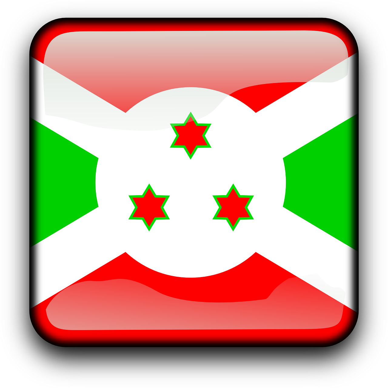 Burundis, Vėliava, Šalis, Tautybė, Kvadratas, Mygtukas, Blizgus, Nemokama Vektorinė Grafika, Nemokamos Nuotraukos,  Nemokama Licenzija
