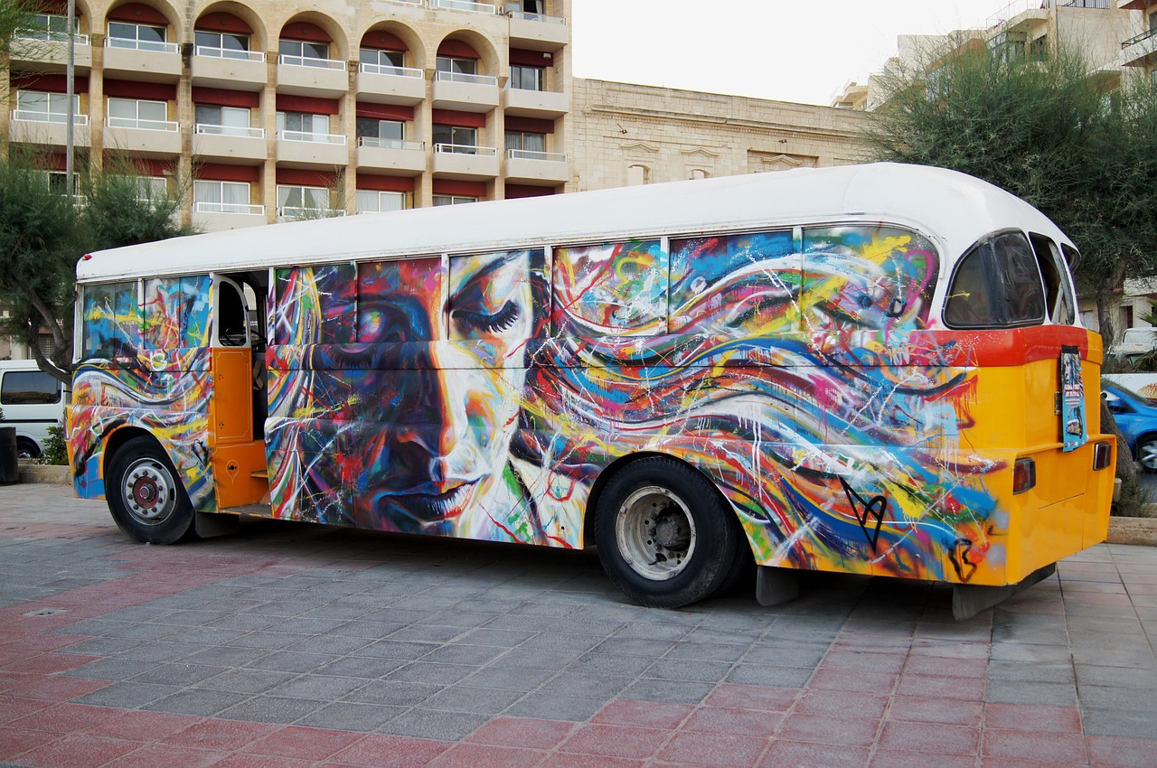Autobusas, Grafiti, Malta, Gatvės Menas, Mokyklinis Autobusas, Nemokamos Nuotraukos,  Nemokama Licenzija