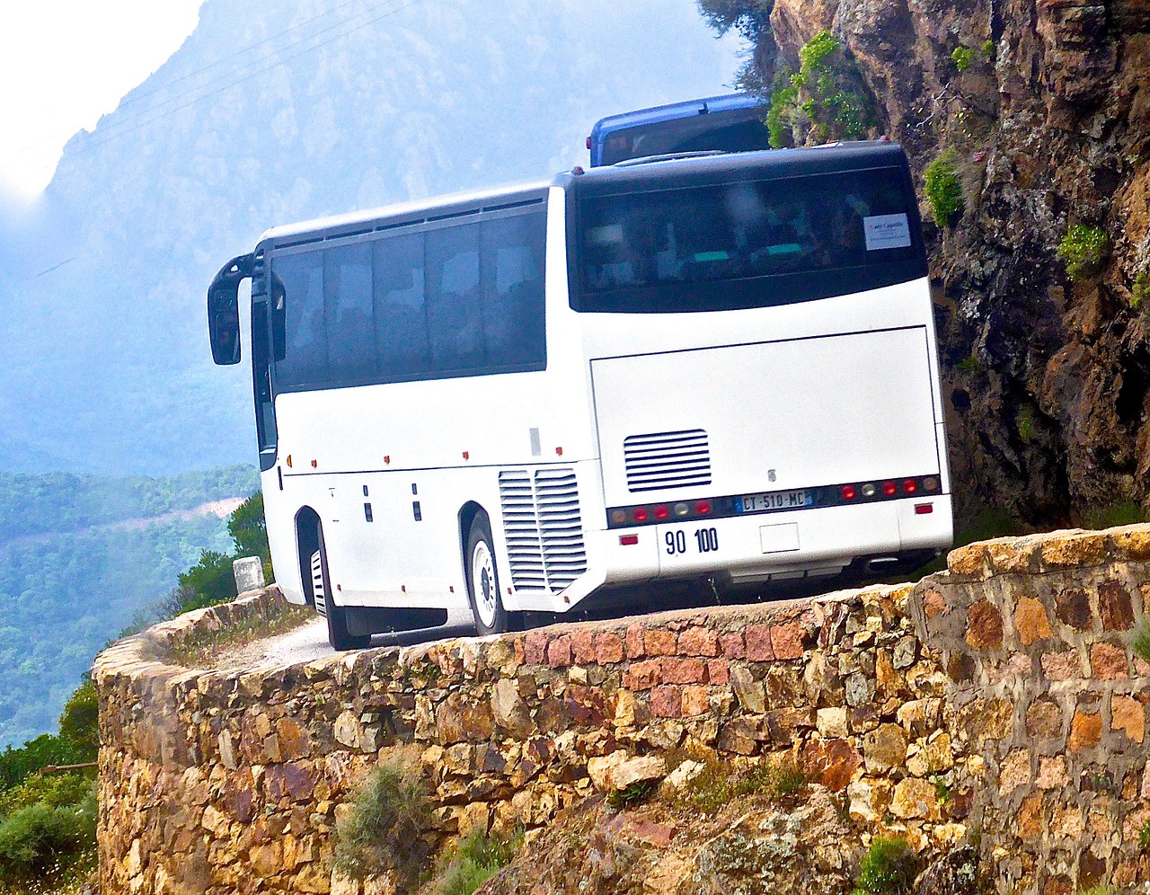 Autobusas, Uolos, Siaura, Korsika, Kraštas, Pavojingas, Nemokamos Nuotraukos,  Nemokama Licenzija