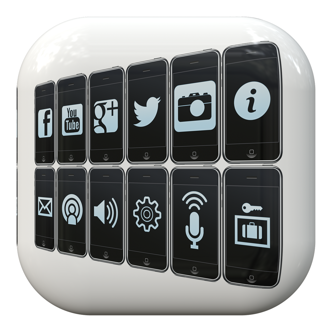 Mygtukas, Simbolis, Piktograma, Facebook, Twitter, Mikrofonas, Garsiakalbiai, Socialinis, Žiniasklaida, Socialinė Žiniasklaida