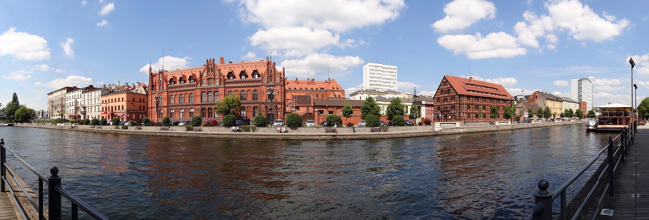 Bydgoszcz, Kranto, Krantinė, Kanalas, Upė, Miesto, Pastatai, Lenkija, Panorama, Nemokamos Nuotraukos