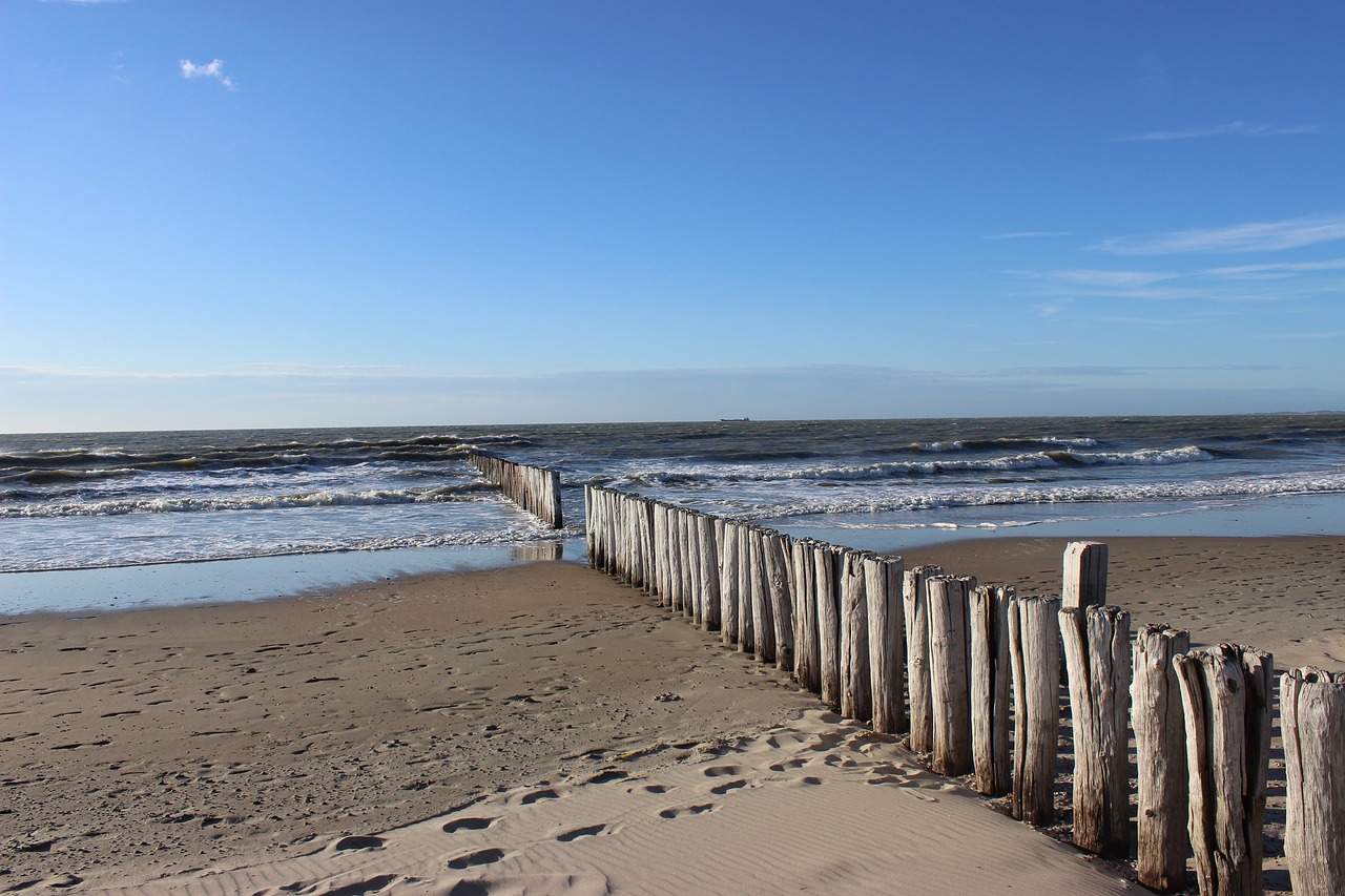 Cadzand-Blogai, Nyderlandai, Holland, Šiaurės Jūra, Papludimys, Vasara, Liepa, Dangus, Vanduo, Kraštovaizdis