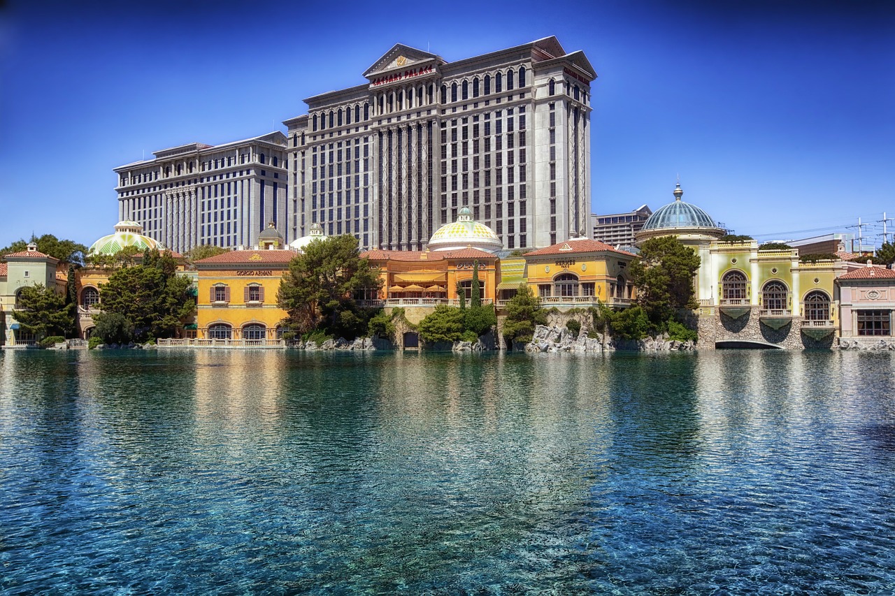 Caesarų Rūmai, Las Vegasas, Nevada, Viešbutis, Miestas, Miestai, Architektūra, Azartiniai Lošimai, Ežeras, Tvenkinys