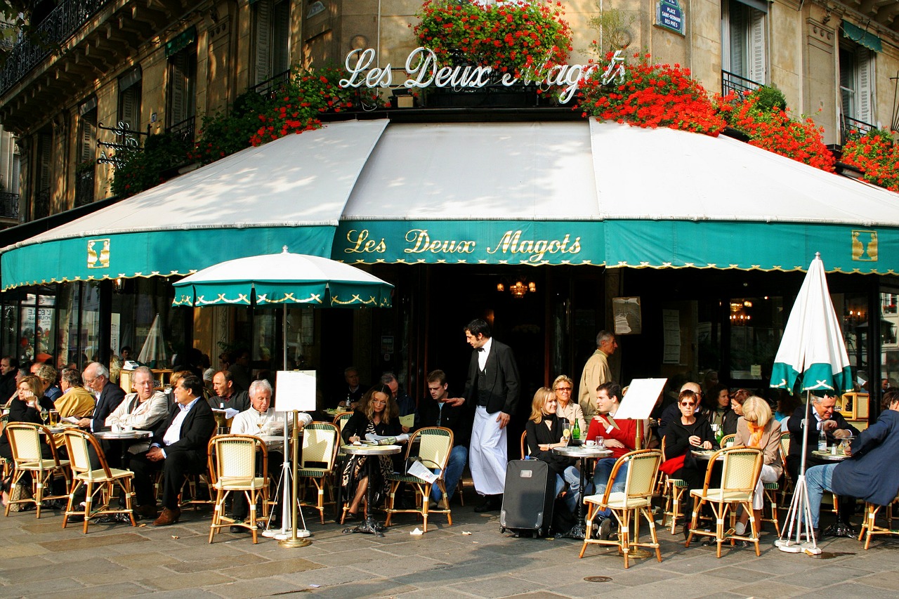 Kavinė, Paris, France, Les Deux Magots, Gatvė, Šaligatvis, Stalai, Restoranas, Kėdė, Lauke