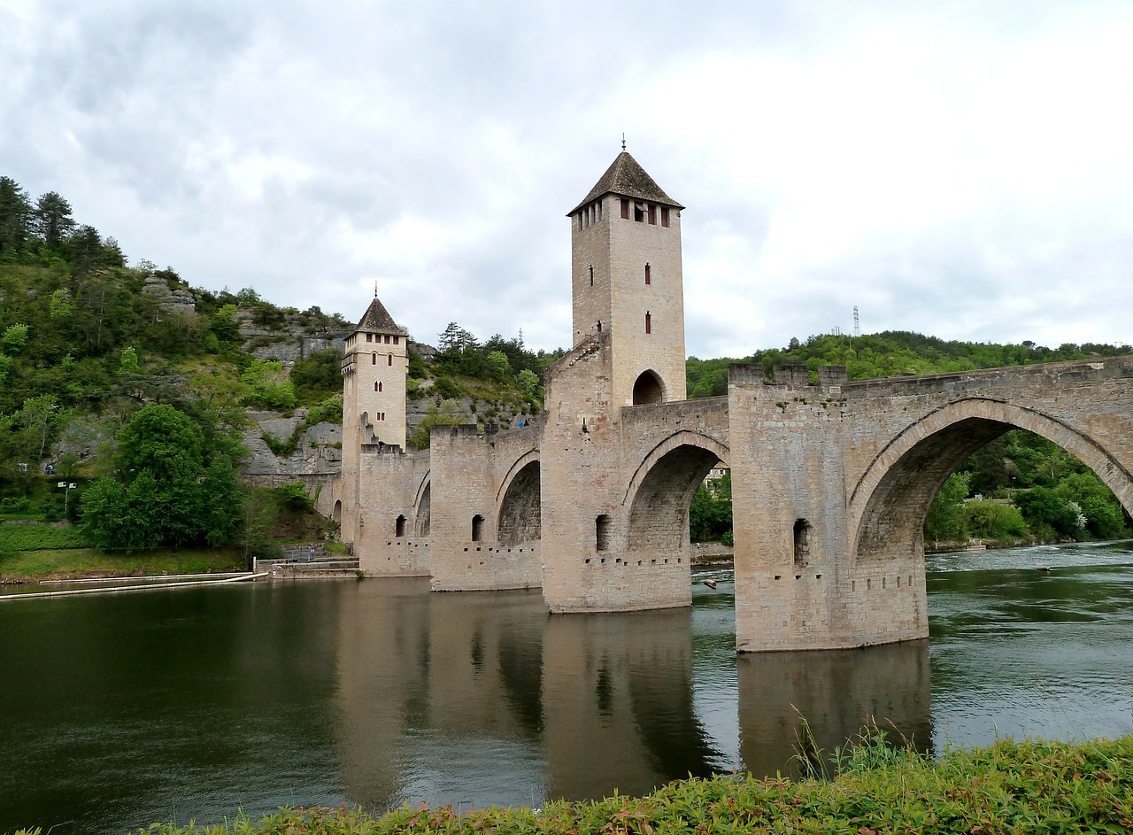 Cahors, France, Tiltas, Bokštai, Orientyras, Istorinis, Akmuo, Architektūra, Upė, Vanduo