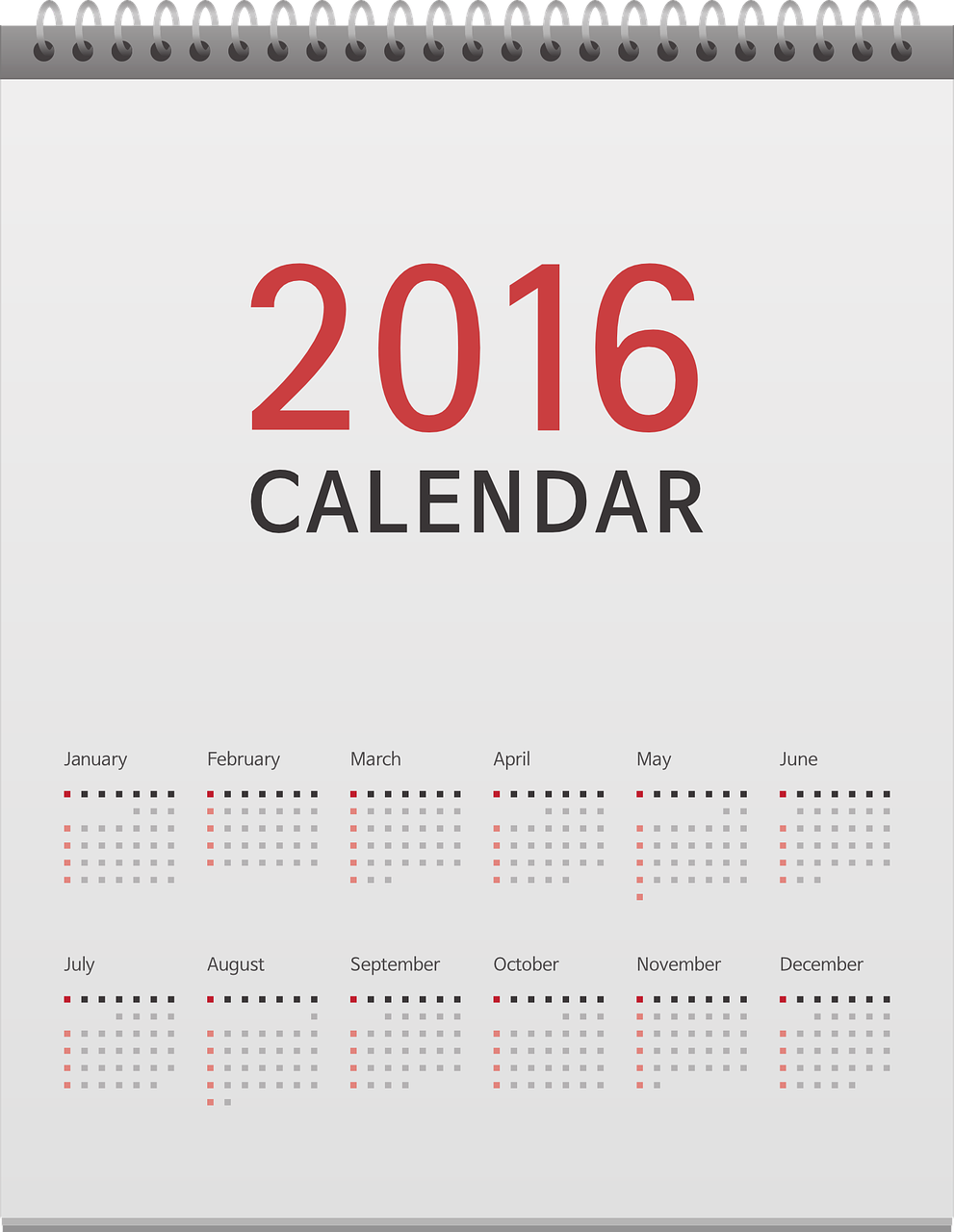 Kalendorius, Data, Savaitės Diena, 2016, Nemokama Vektorinė Grafika, Nemokamos Nuotraukos,  Nemokama Licenzija