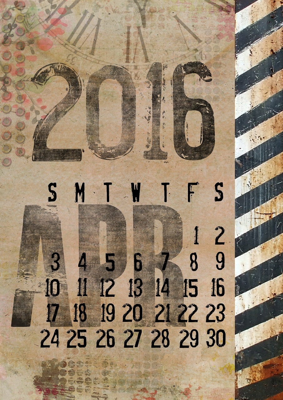 Kalendorius, 2016, Balandis, Grunge, Kas Mėnesį, Diena, Dienoraštis, Mėnuo, Biuras, Planuotojas